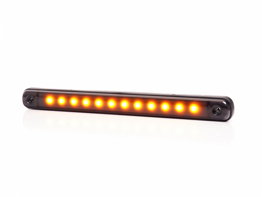 Küljetuli LED pikk kollane tumeda klaasiga 238×20 mm 12/24V