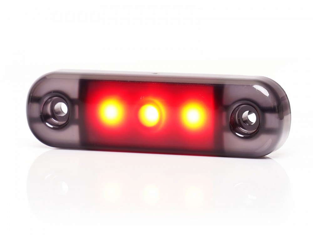 Küljetuli LED 12/24V punane tumeda klaasiga 3-LED 84×25×11 mm