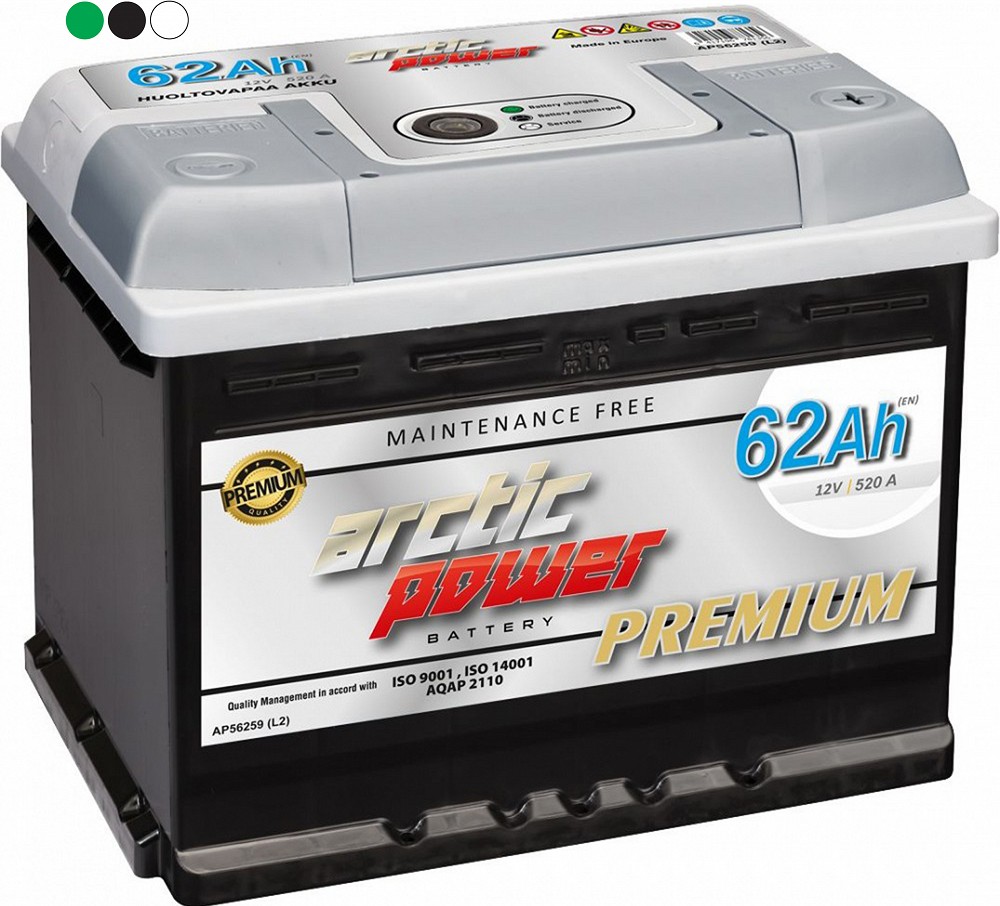 ARCTIC POWER premium AKU SMF 62AH 242×175×190 520 A -/+ magic EYE