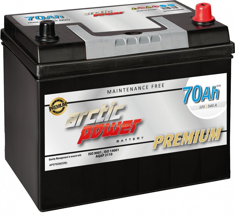 ARCTIC POWER premium AKU SMF 70AH 261×175×200/220 540 A (EN) -/+