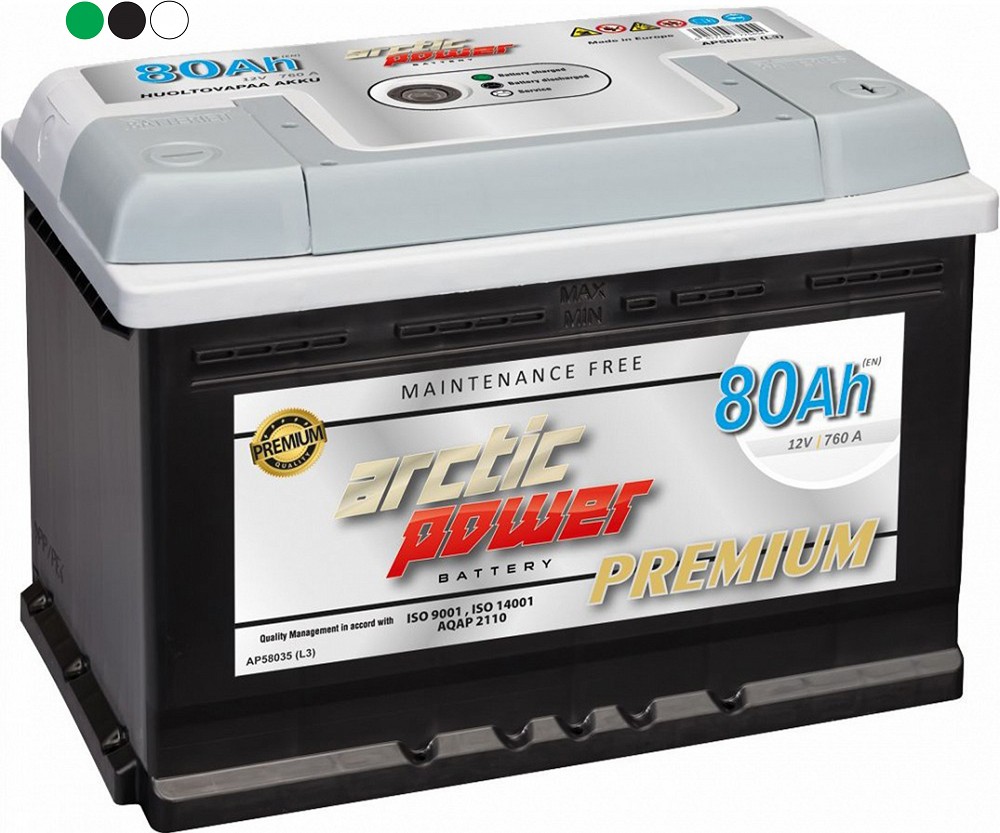 ARCTIC POWER premium AKU SMF 80AH 275×175×190 800 A (EN) -/+ magic EYE (thermo king)