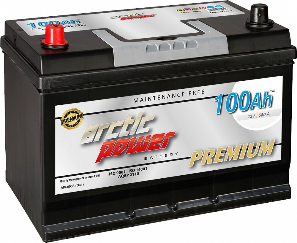 ARCTIC POWER premium AKU SMF 100AH 303×175×200/220 680 A (EN) +/- (carrier)