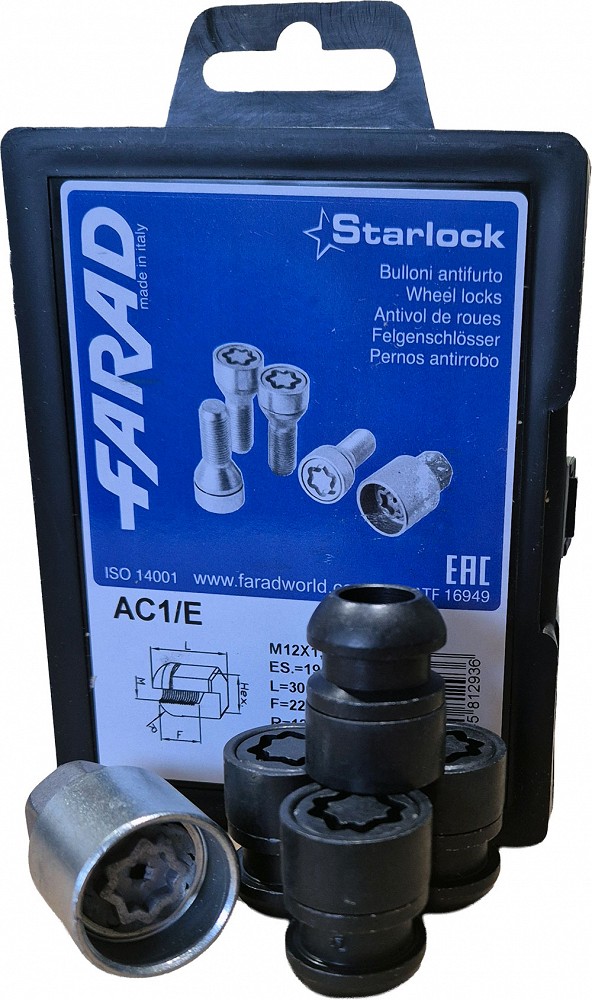 Lukustusm, PKM12×1.50/30/19 (P22/30, R12, CH19) AC1/E black, starlock