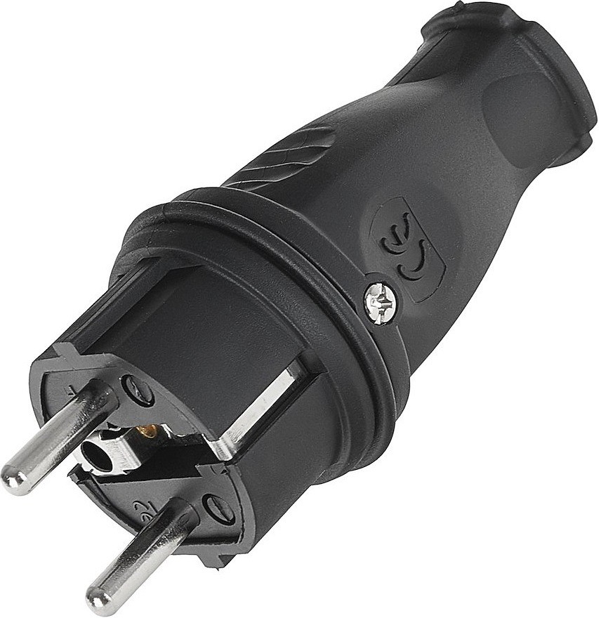 Pistik IP44 230 V sirge, must