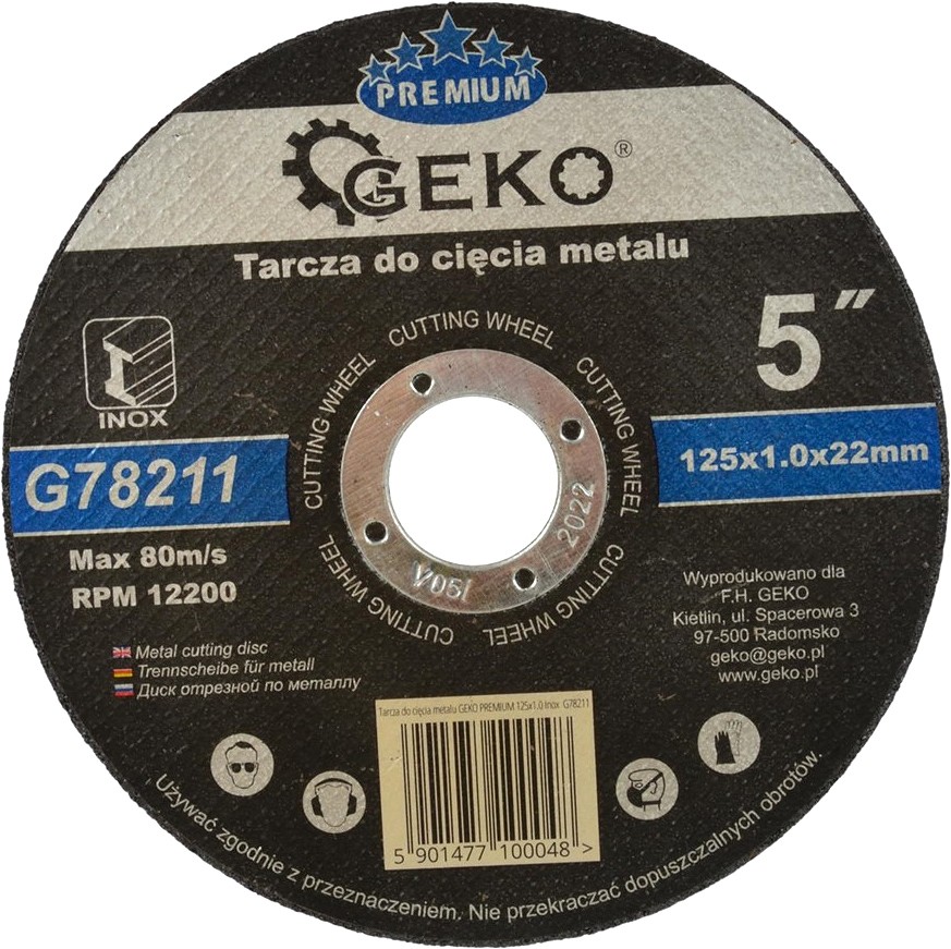 Lõikeketas METALLILE/TERASELE 125×1×22.2 mm premium