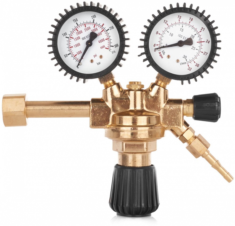 Gaasiregulaator 24L/MIN 2-MANOMEETRIGA CO2/ARGOON HOLLAND/FINLAND