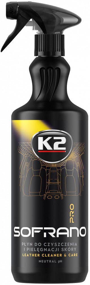 K2 sofrano PRO nahkpindade puhastus- JA hooldusvahend 1L/PIHUSTI