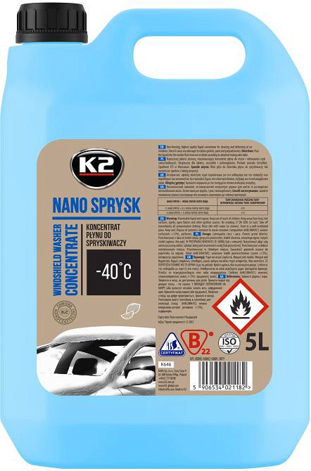 K2 nano sprysk -40°C klaasipesu nanoosakestega 5 l (etanool) talvine