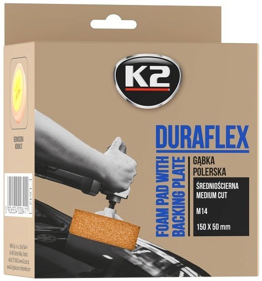 K2 duraflex orange medium abrasive poleerimispadi 150×50 mm M14