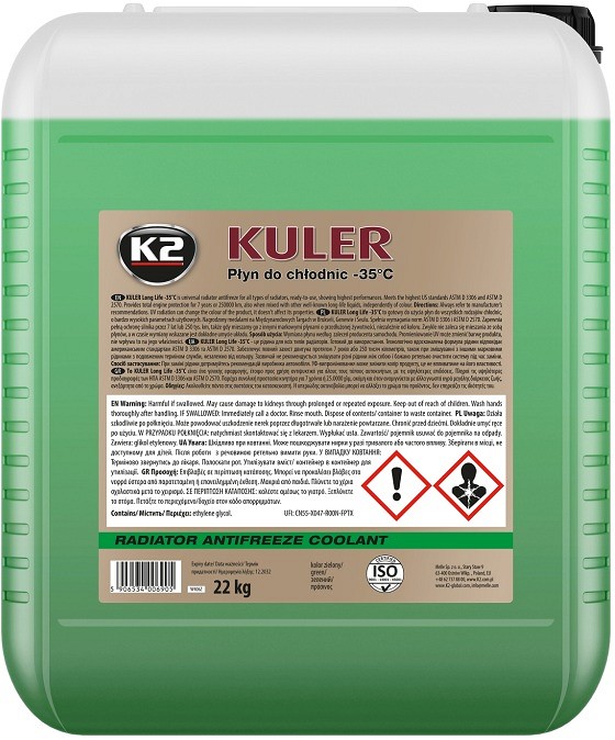 K2 kuler roheline -35°C jahutusvedelik valmis 20 l