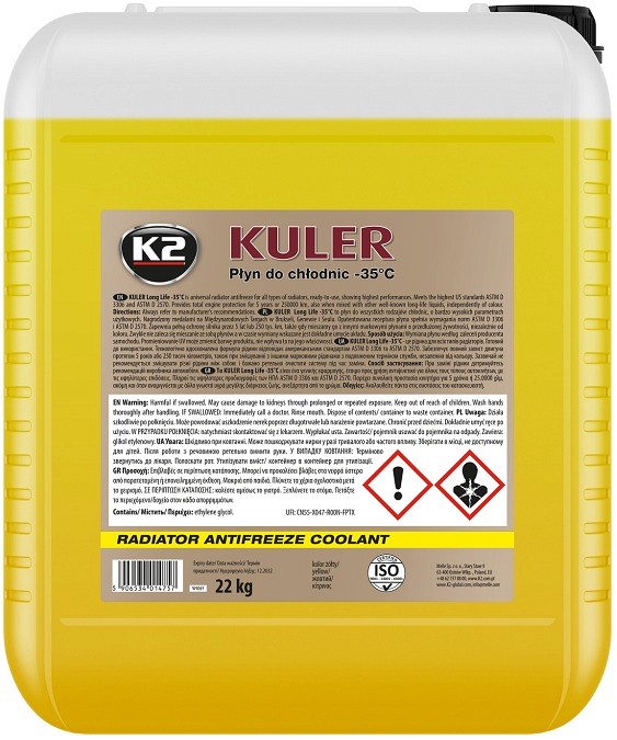 K2 kuler kollane LL -35°C jahutusvedelik valmis 20 l