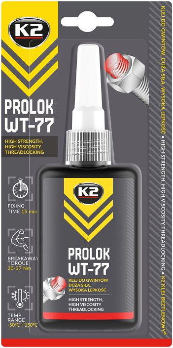 K2 prolok WT-77 high STRENGTH/VISCOSITY anaeroobne punane keermeliim 50 ml