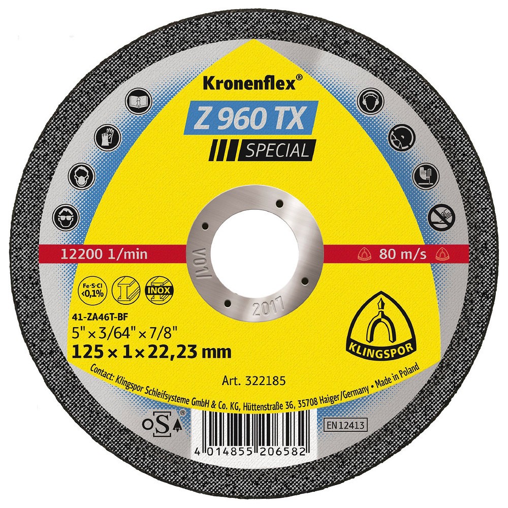 Lõikeketas 125×1×22.23 mm "kronenflex" Z960TX, RST/METALL