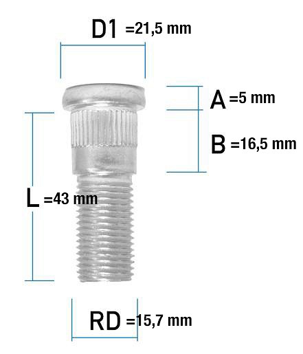 Tikkpolt TP14×1.50/48/15.7 (P48/43/21.5, D15.7) tesla model S