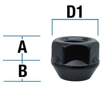 Mutter M14×1.25/16/19 (avatud, P16, CH19) must, 1 tk