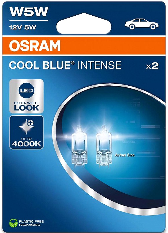 12 V T10 pirn 5 W W2.1×9.5D W5W 4000K cool blue intense blister 2 tk