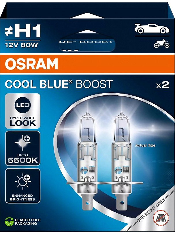 12 V H1 pirn 80 W P14.5S 5500K cool blue boost 2 tk