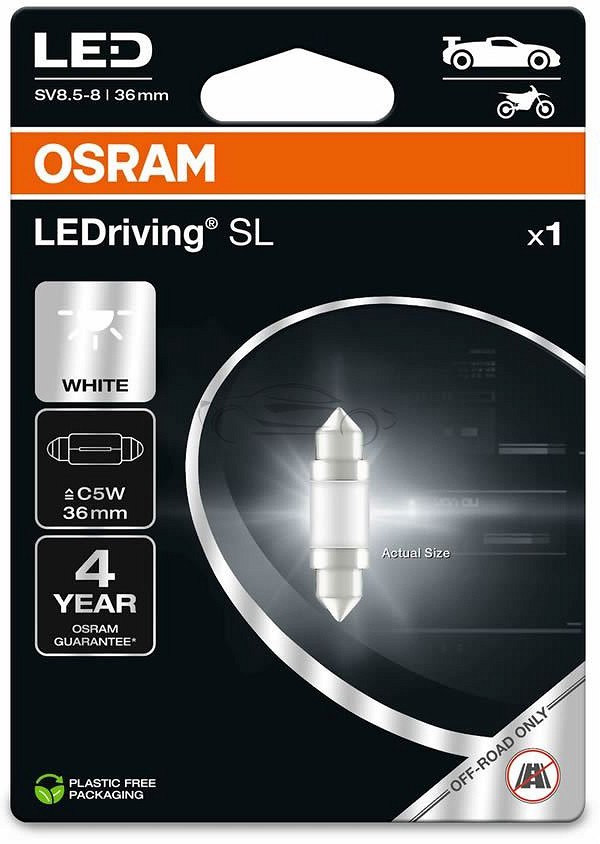 12 V SV8.5-8 LED pirn 0.6 W C5W 36 mm valge 6000K ledriving SL blister 1 tk