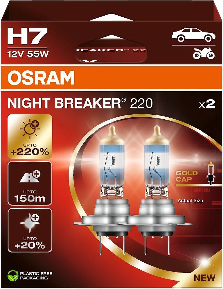 12 V H7 pirn 55 W P×26D night breaker +220% HCB 2 tk