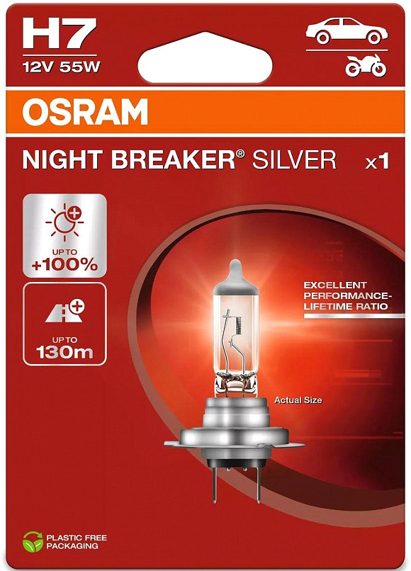 12 V H7 pirn 55 W P×26D night breaker silver +100% blister 1 tk