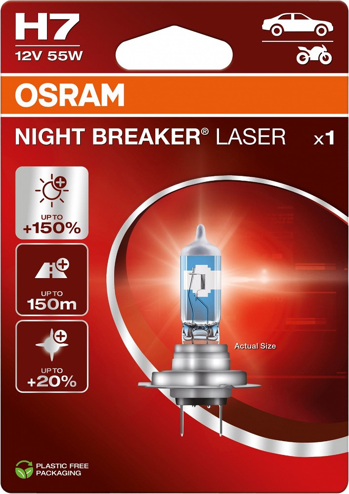 12 V H7 pirn 55 W P×26D night breaker laser II +150% blister 1 tk