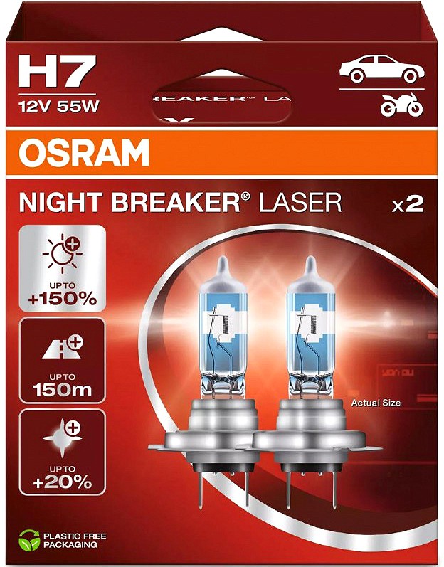 12 V H7 pirn 55 W P×26D night breaker laser II +150% 2 tk
