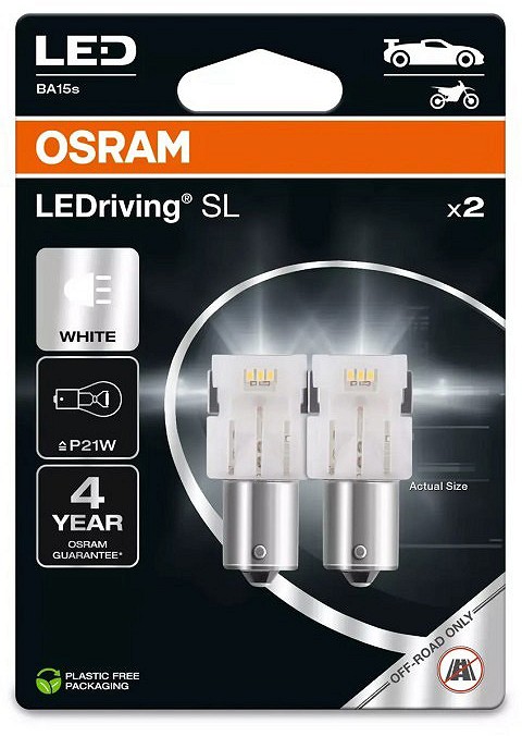 12 V BA15S LED pirn 1.4 W P21W valge 6000K ledriving SL blister 2 tk