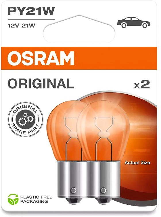 12 V BAU15S pirn 21 W PY21W kollane ORIGINAL blister 2 tk