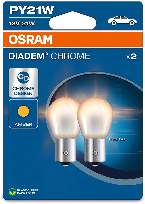 12 V BAU15S pirn 21 W PY21W diadem chrome blister 2 tk