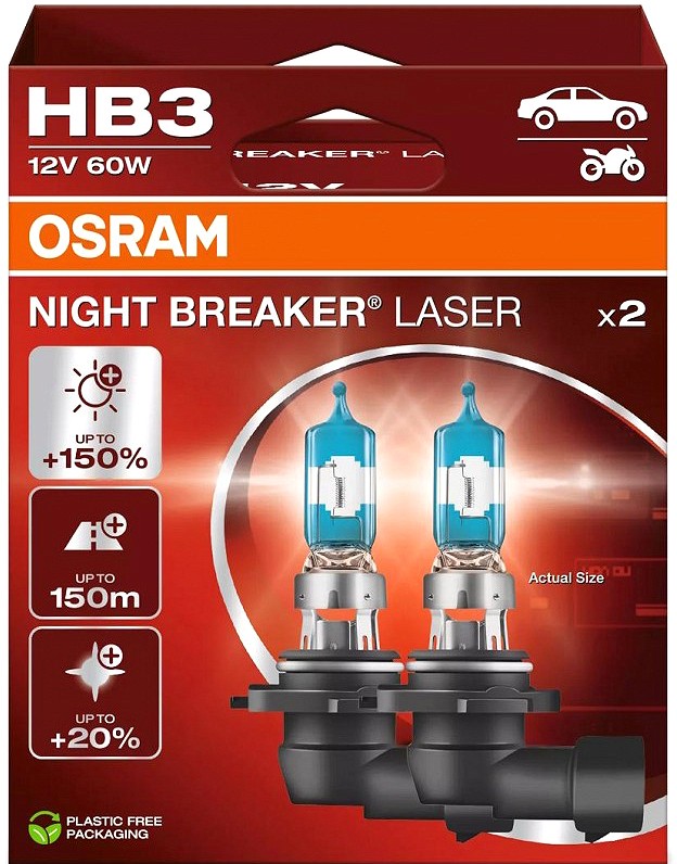 12 V HB3 pirn 60 W P20D 9005 night breaker laser +150% 2 tk