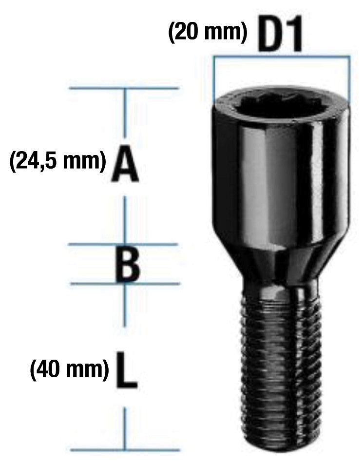 Tähikpolt PT14×1.50/40/- (P67, ¤20 mm) must