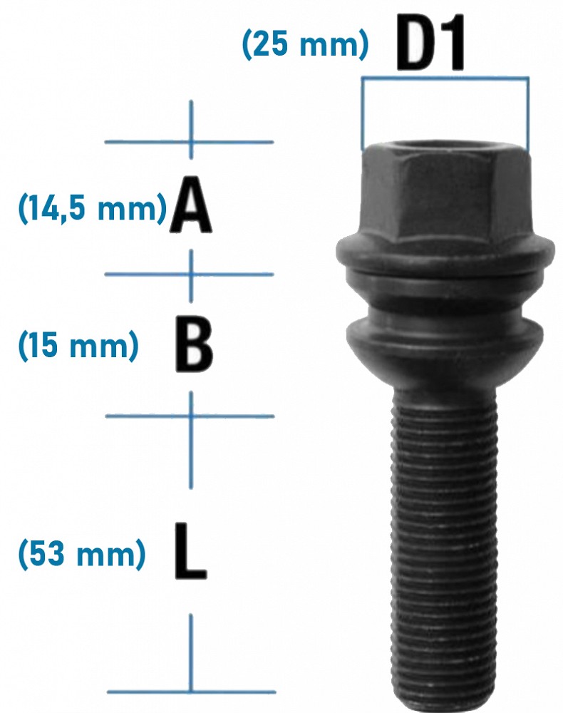 Polt PK14×1.50/53/19 (PK/R14, P83, CH19), must, koonusseibiga