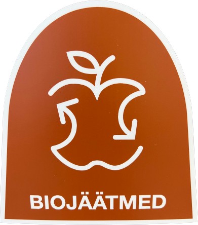 Kleebis konteinerile "biojäätmed" pruun 20×20 cm
