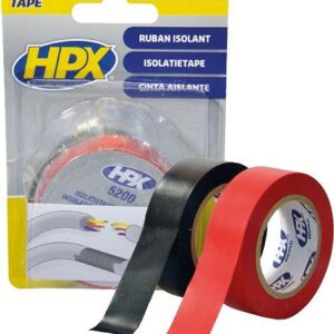 PVC ELEKTRIKU TEIP 19MM/10M 2TK MUST+ PUNANE ISOLEER HPX